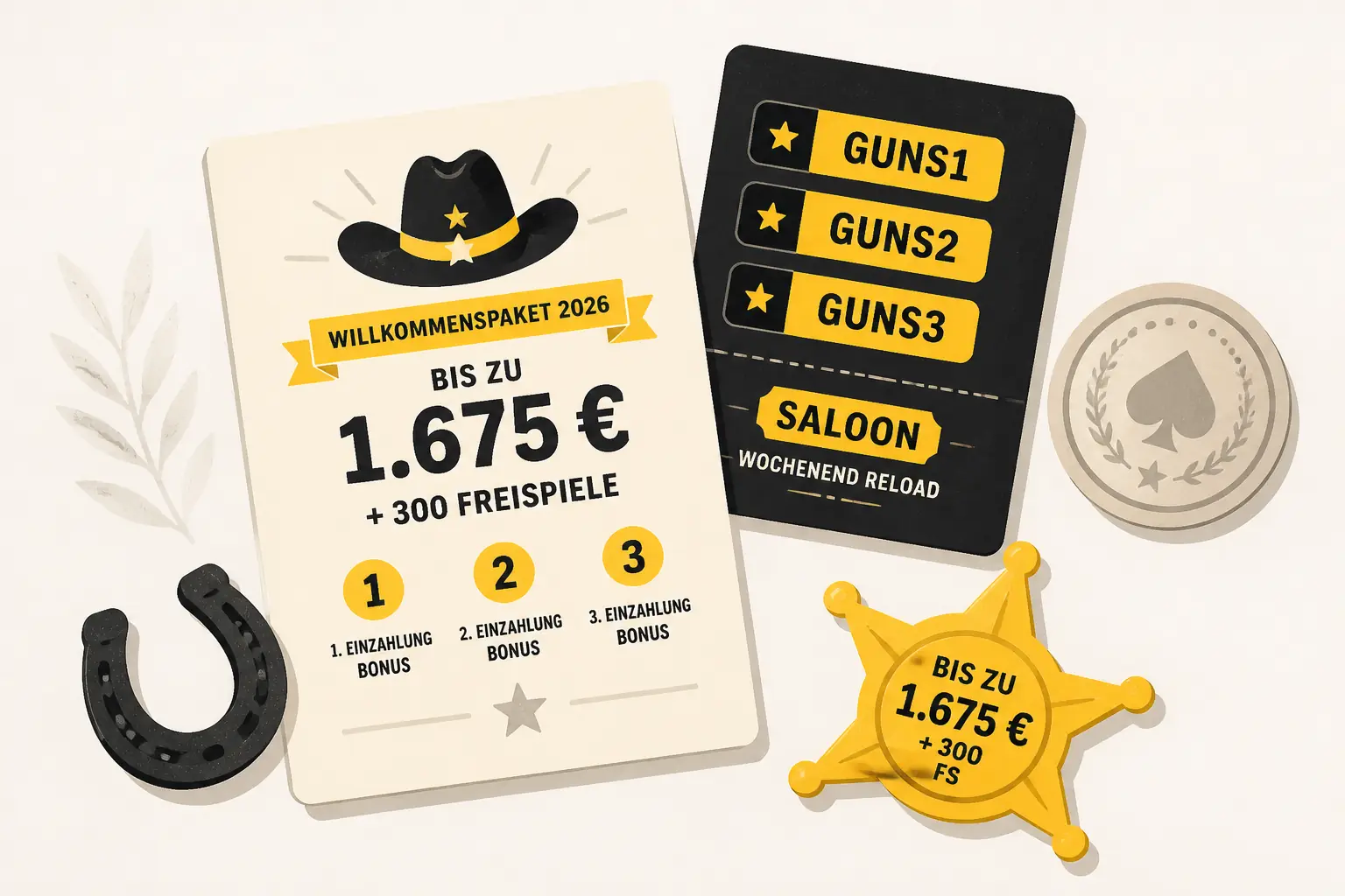 GunsBet Casino Promo Code 2026 — Willkommenspaket bis 1.675 € visual guide for GunsBet Casino
